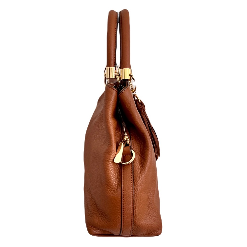 Vince Camuto Brown Leather ‘Elva’ Tassel Satchel in “Dark Rum” - Picture 4 of 10